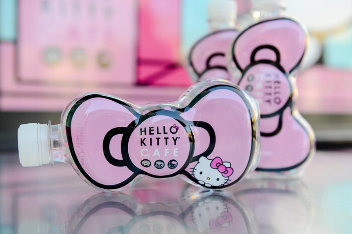 This water bottle is one of several items available at the Hello Kitty pop-up cafe in Murray on April 14.