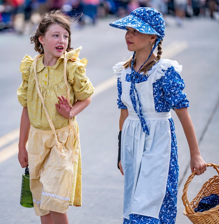 (Rick Egan | The Salt Lake Tribune) Elli and Kate Allred dress up for the Days of '47 Parade in Salt Lake City on Thursday, July 24, 2025.
