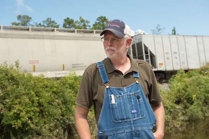 (Rachel Molenda  |  The Salt Lake Tribune) Jody Crump, Orange County Commissioner, speaks about the flood damage he has seen in the county from Hurricane Harvey on Tuesday, Sept. 5, 2017.