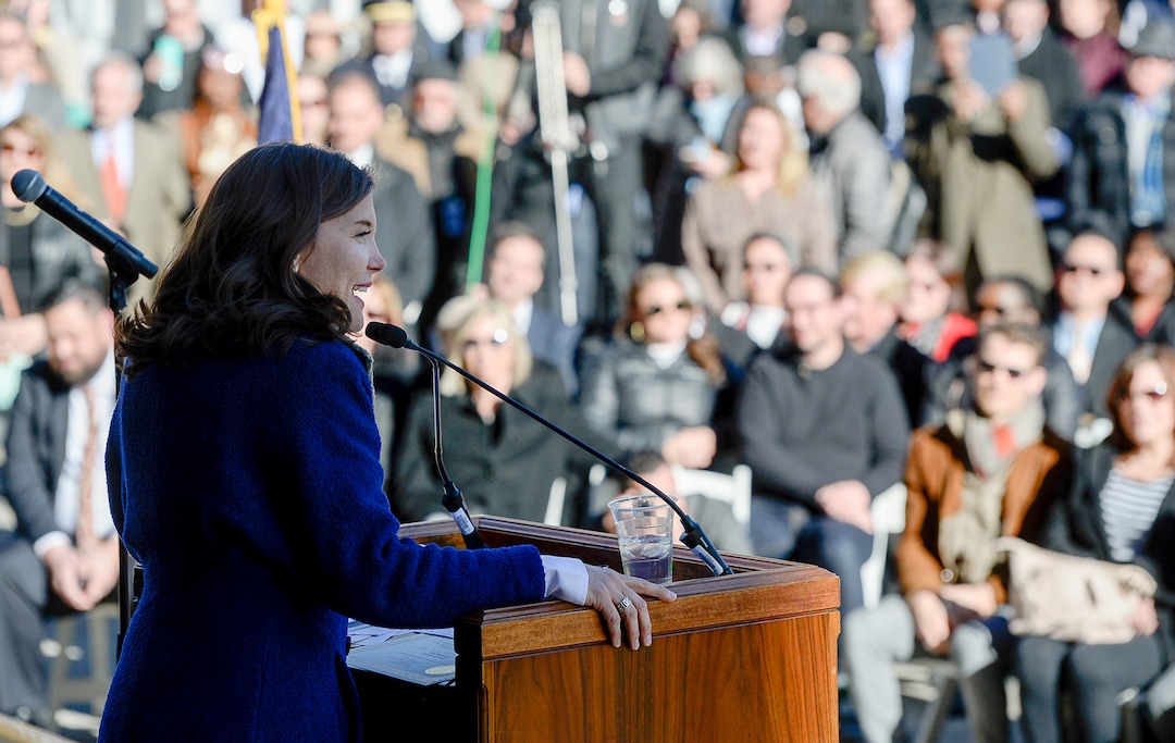 (Francisco Kjolseth  |  The Salt Lake Tribune) Erin Mendenhall addresses the crowd after being sworn in as Salt Lake City Mayor during inauguration ceremonies at Salt Lake City Hall on Monday, Jan. 6, 2020.