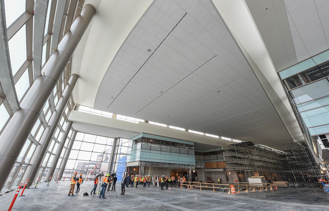 (Francisco Kjolseth  |  The Salt Lake Tribune)  Work continues on the immense space of the Terminal Plaza as Salt Lake City International Airport announces food concessionaires for the first phase of the new expanded airport during a tour on Wed. Feb. 20, 2019, that is said to include 23 concepts with a number of home-grown options that are local favorites.
