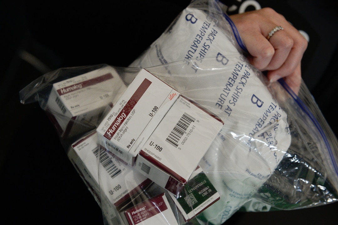 (Francisco Kjolseth  |  The Salt Lake Tribune) Packages of insulin unpacked by Mindie Hooley and her family before an Oct. 23, 2019, meeting of a local chapter of the support group T1 International in Salt Lake City.