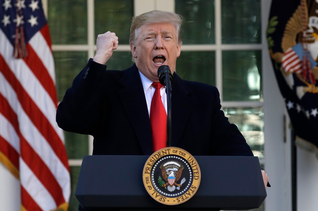 (Evan Vucci | The Associated Press) President Donald Trump speaks in the Rose Garden of the White House, Friday, Jan 25, 2019, in Washington.