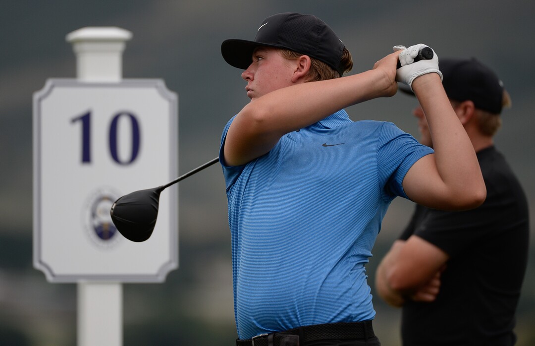 (Francisco Kjolseth  |  The Salt Lake Tribune)  Preston Summerhays, 16, repeats as State Amateur golf champion at Soldier Hollow Golf Course on Saturday, July 13, 2019, beating Chase Lansford 7 and 6 in the final championship match.
