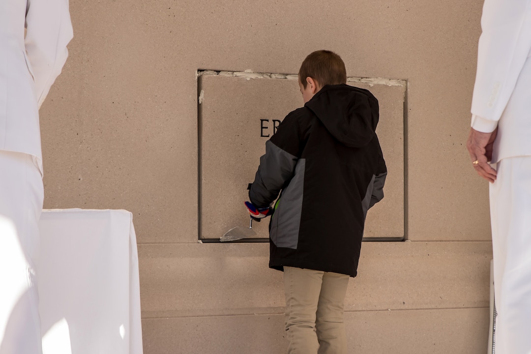 (Courtesy of the LDS Church) President Henry B. Eyring, first counselor in the First Presidency of the Church conducted the symbolic cornerstone ceremony and invited children and adults to place mortar around the cornerstone of the Cedar City Utah Temple December 10, 2017.