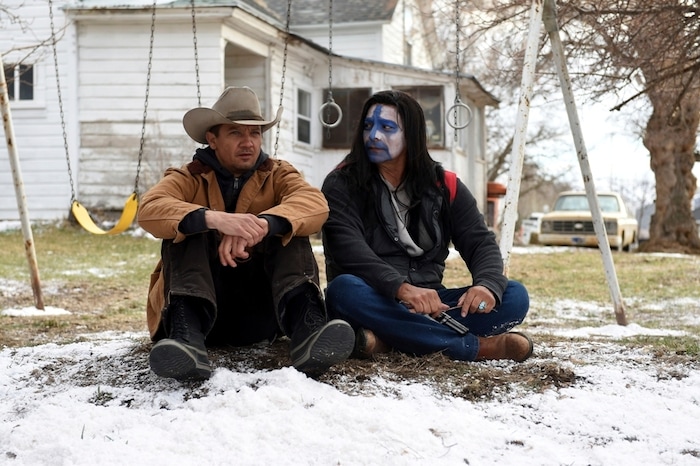 This image released by The Weinstein Company shows Jeremy Renner, left, and Gil Birmingham in a scene from "Wind River." (Fred Hayes/The Weinstein Company via AP)
