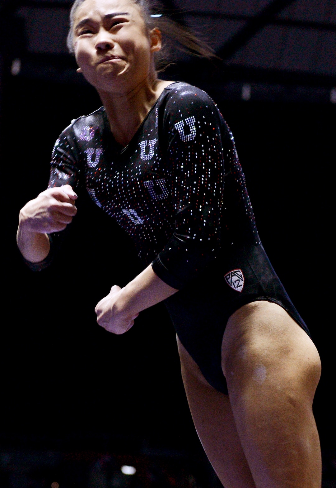 (Leah Hogsten  |  The Salt Lake Tribune)   Kim Tessen scored a 9.90 on the vault. The fourth-ranked Utes compete against No. 9 California, No. 16 Auburn, No. 21 Brigham Young, Stanford and Southern Utah, during the the NCAA Regional Championships, Saturday, April 7, 2018 at the Huntsman Center. The top two teams advance to the NCAA Championships April 20-21 in St. Louis.Saturday, April 7, 2018, 