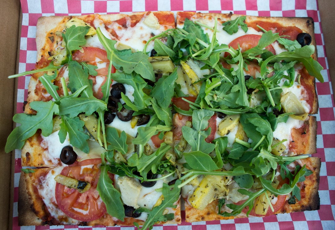 (Rick Egan  |  The Salt Lake Tribune)  The vegetarian pizza from Umani food truck.