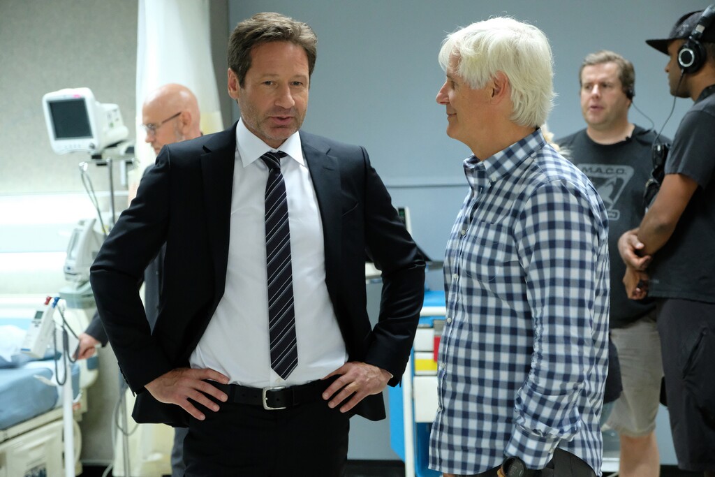(Photo courtesy of Robert Falconer/Fox) David Duchovny — shown with executive producer Chris Carter behind the scenes of “The X-Files" — will play a Mormon in the Showtime series being adapted from the actor's latest novel.
