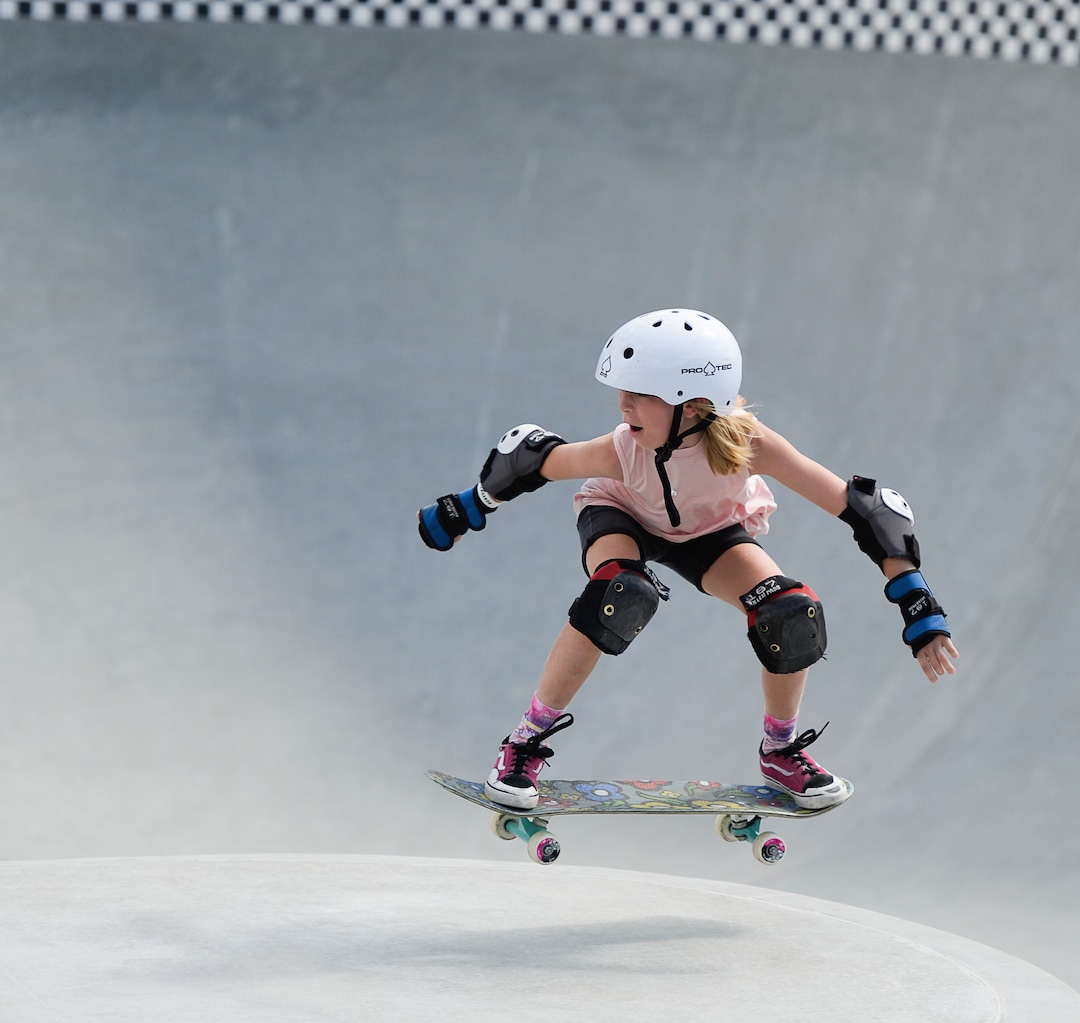(Francisco Kjolseth  |  The Salt Lake Tribune)  Elle Warne, 10, drops in for the community skate portion during a first look at the new Vans - Utah Sports Commission Skatepark at the Utah State Fairpark on Tuesday, Sept. 3, 2019.