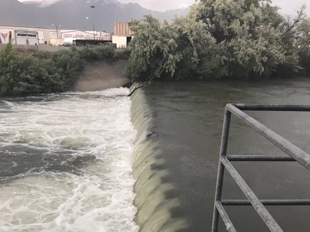 (Photo courtesy of Unified Police Department) This June 13, 2019 photo shows the spillway on the Jordan River, near 4600 South, where a kayaker drowned after his boat flipped and became submerged in the fast-moving water.