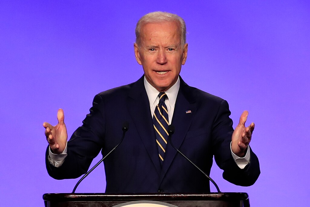 (Manuel Balce Ceneta | Associated Press file photo)  Former Vice President Joe Biden speaks at the International Brotherhood of Electrical Workers construction and maintenance conference in Washington Friday, April 5, 2019.