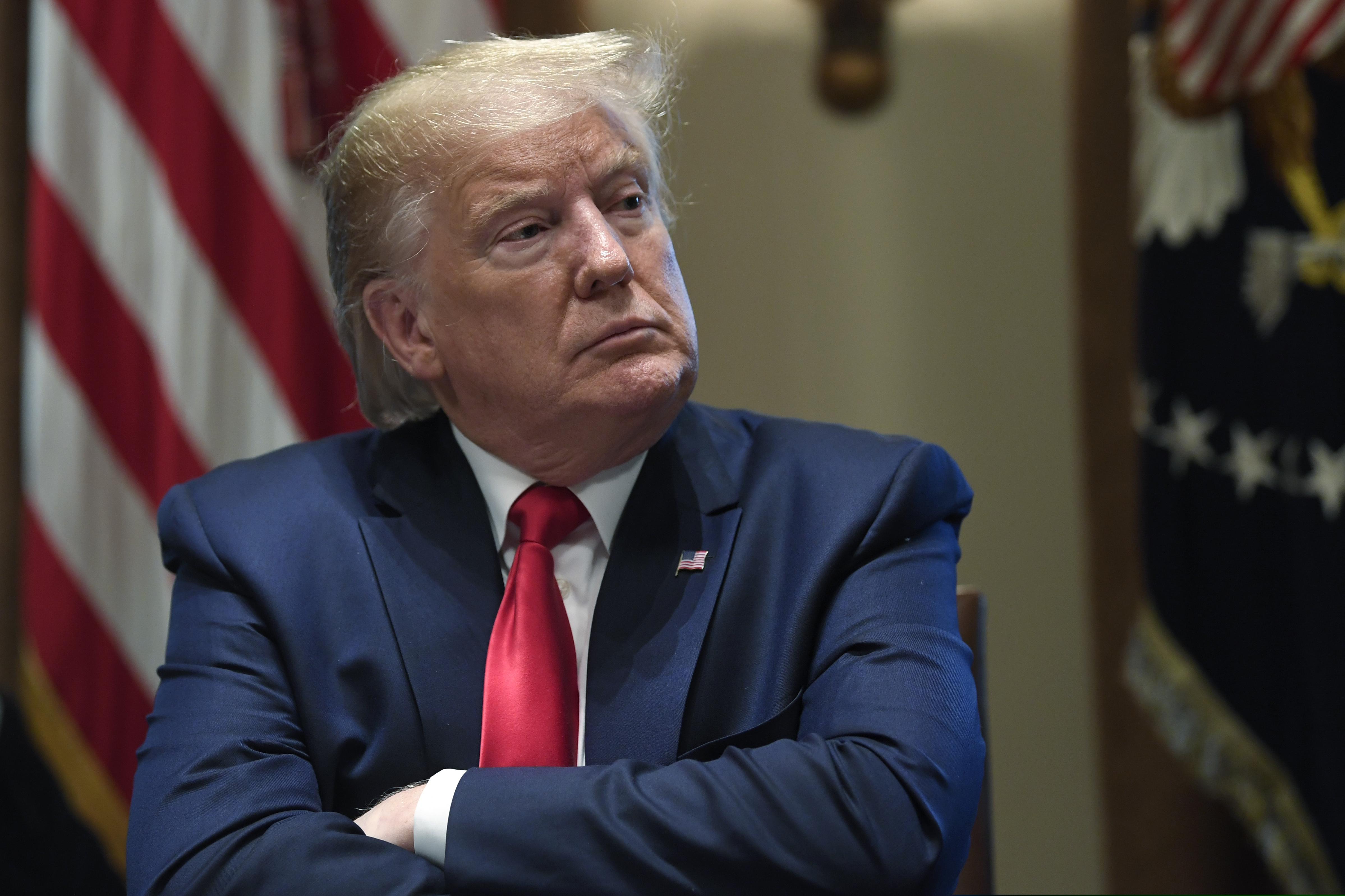 (Susan Walsh | AP file photo) President Donald Trump listens during a meeting in the Cabinet Room of the White House in Washington, Friday, Nov. 22, 2019, on youth vaping and the electronic cigarette epidemic.