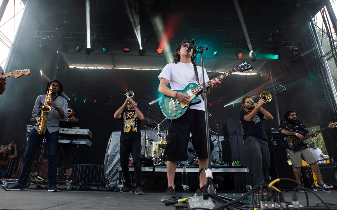 (Rick Egan  |  The Salt Lake Tribune)  Tribal Seeds perform at the Reggae Rise Up Music Festival, at the Rivers Edge near Heber City. Saturday, Aug. 25, 2018.