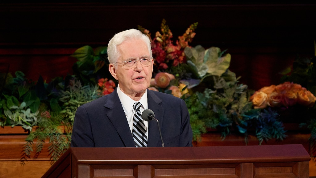 (The Church of Jesus Christ of Latter-day Saints) President D. Todd Christofferson, second counselor in the First Presidency, speaks during the Saturday morning session of General Conference at the Conference Center in Salt Lake City, Oct. 3, 2026.