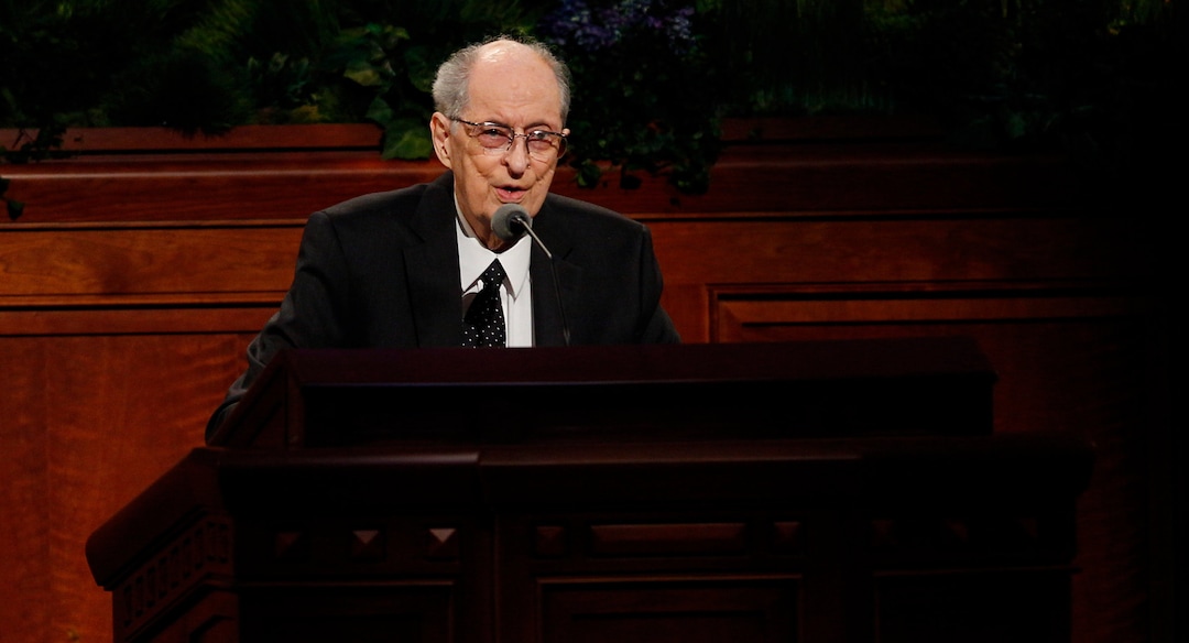 (Photo courtesy of Intellectual Reserve) Elder Robert D. Hales speaks during the last session of the April 2015 general conference of the Church.