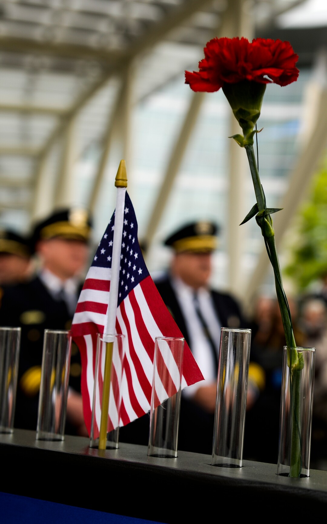(Leah Hogsten  |  The Salt Lake Tribune)  In honor of Police Week, the Salt Lake City Police Department honored its fallen officers with a memorial service and a 21-gun salute at the Public Safety Building, Thursday, May16, 2019.