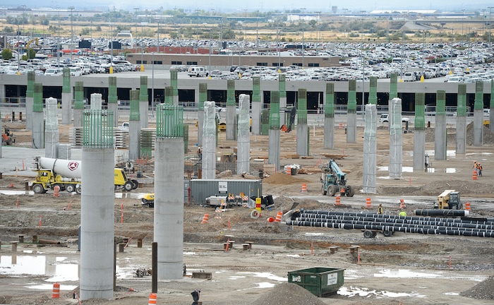 (Francisco Kjolseth  |  The Salt Lake Tribune)  The Salt Lake City Department of Airports gives a tour of the progress being made to replace the three aging terminals with a single central terminal building. Over time, the existing terminal, parking garage and concourses will be completely demolished and replaced with an estimated completion date of 2025.