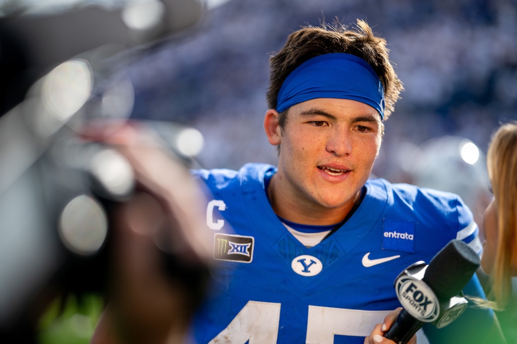 (Trent Nelson | The Salt Lake Tribune) BYU Cougars quarterback Bear Bachmeier (47) as BYU hosts Arizona, NCAA football in Provo on Saturday, Sept. 12, 2026.
