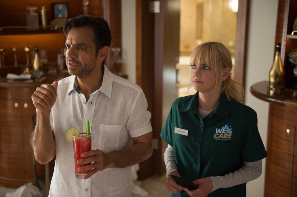This image released by Metro Goldwyn Mayer Pictures/Pantelion Films shows Anna Faris, right, and Eugenio Derbez in a scene from "Overboard." (Diyah Pera/Metro Goldwyn Mayer Pictures/Pantelion Film via AP)