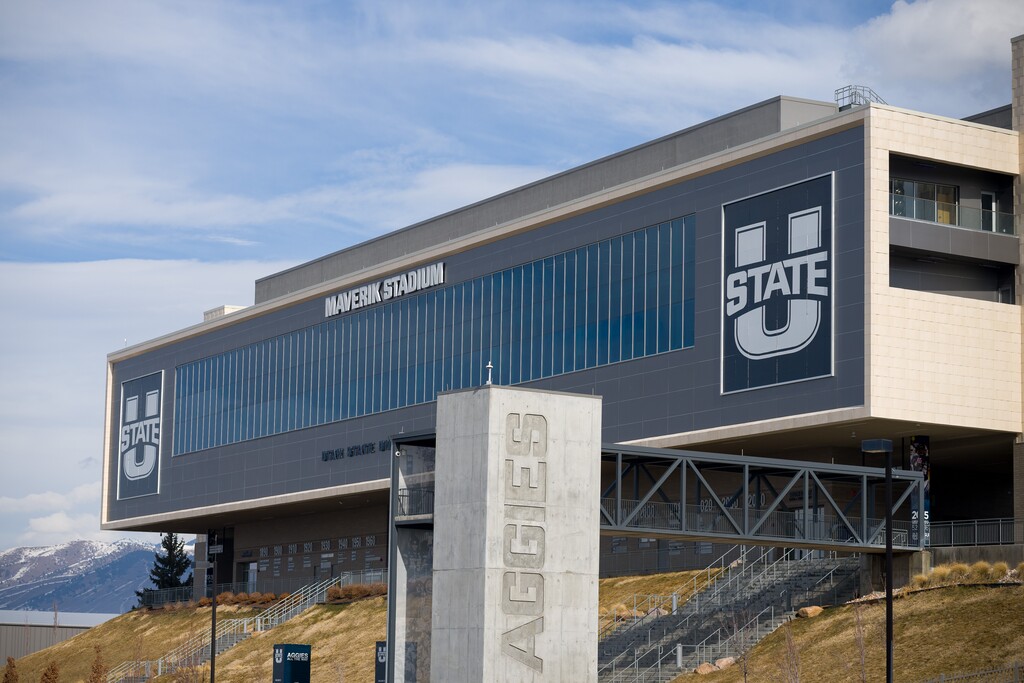 (Trent Nelson  |  The Salt Lake Tribune) Maverik Stadium at Utah State University in Logan on Thursday, Feb. 1, 2024.
