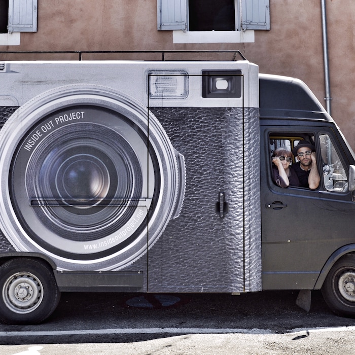 (Photo courtesy of Cohen Media Group) French filmmaker Agnes Varda (left) and Paris street artist JR drive JR's camera truck around rural France in the documentary "Faces Places."