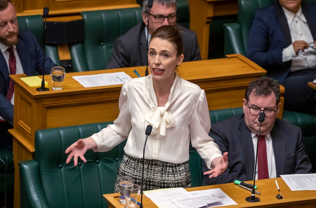 (Mark Mitchell/New Zealand Herald via AP)
Zealand's Prime Minister Jacinda Ardern moves a motion in the Parliament House in Wellington, New Zealand, to declare a climate emergency, Dec. 2. Joining more than 30 other countries around the world, New Zealand took the symbolic step of declaring a climate emergency.