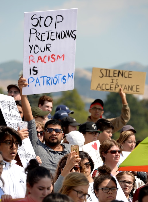 (Leah Hogsten  |  The Salt Lake Tribune) Hundreds of “We are Dreamers,” a Utah pro-Deferred Action for Childhood Arrival (DACA) group, marched in solidarity from the Utah Federal Building to the State Capitol with undocumented immigrants who will be affected by the end of DACA. 