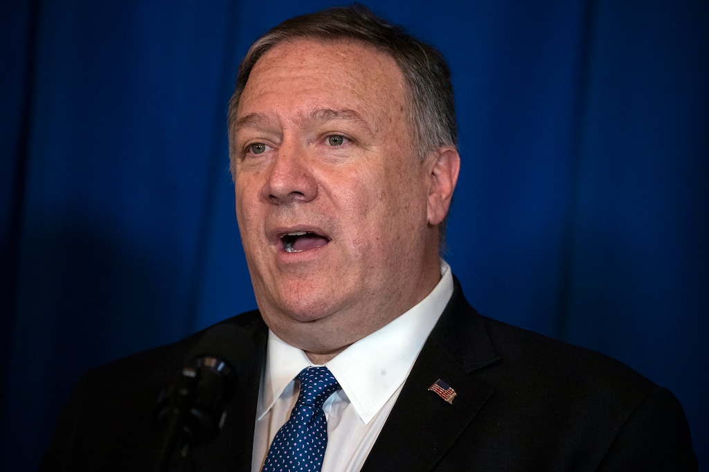 (Evan Vucci | AP) Secretary of State Mike Pompeo delivers a statement on Iraq and Syria, at President Donald Trump's Mar-a-Lago property, Sunday, Dec. 29, 2019, in Palm Beach, Fla.