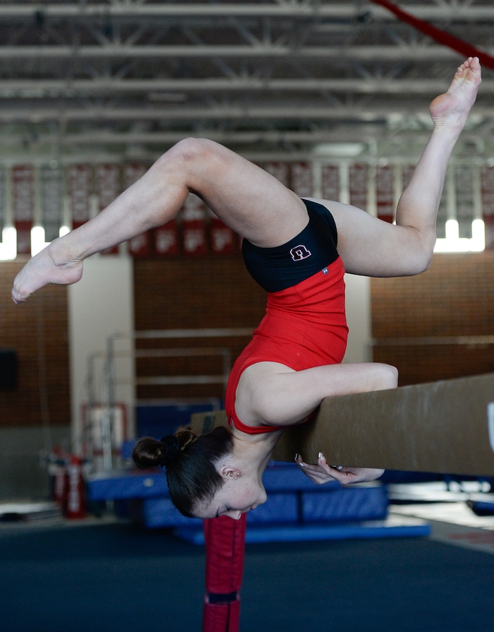 (Francisco Kjolseth  |  The Salt Lake Tribune)  Utah's Adrienne Randall has made a name for herself on the balance beam. 