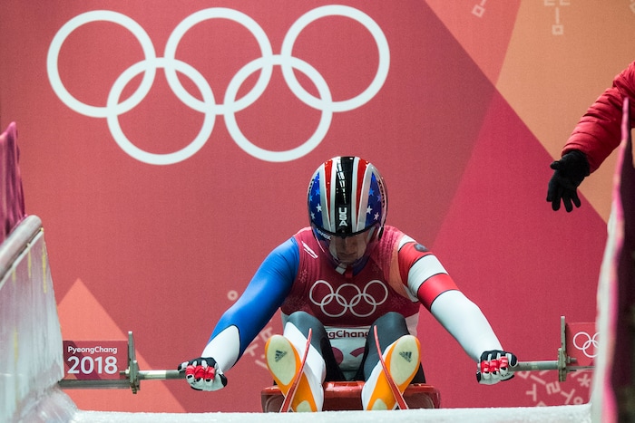 (Chris Detrick | The Salt Lake Tribune) South Jordan's Taylor Morris competes in the Men's Singles luge at the Olympic Sliding Centre during the Pyeongchang 2018 Winter Olympics Saturday, February 10, 2018. Morris finished this run in 15th place with a time of 48.072.