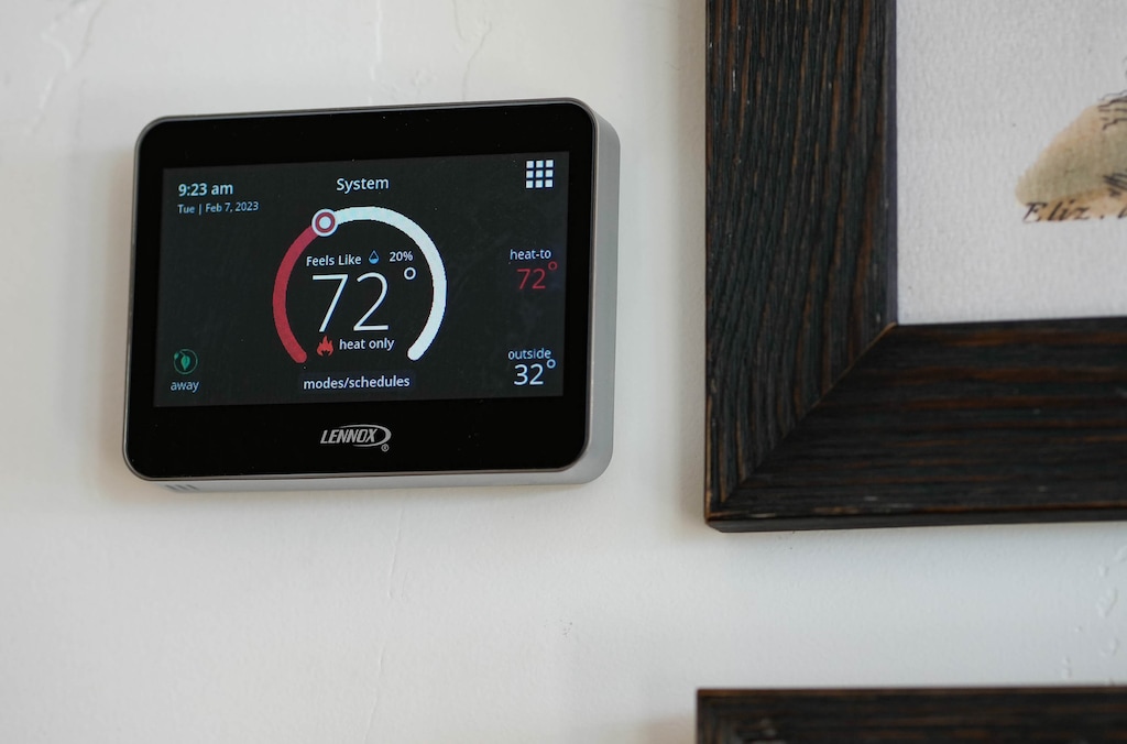 (Francisco Kjolseth | The Salt Lake Tribune) A model home by Ivory Homes in Kaysville, pictured on Tuesday, Feb. 8, 2023, showcases a new green initiative that every new home will be Energy Star certified, and half of the new homes will have heat pumps instead of traditional furnaces. Other innovations include smart thermostats and rain sensors that turn off sprinklers when it's raining.