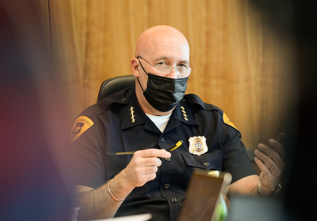 (Chris Samuels | The Salt Lake Tribune) Salt Lake City Police Chief Mike Brown presents a revised crime control plan to media at the Public Safety Building, Wednesday, Nov. 3, 2021. The plan called for new incentives to attract more police officers.