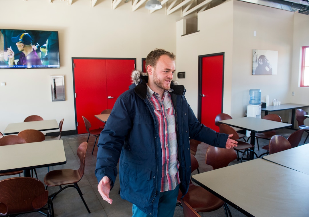 (Rick Egan  |  The Salt Lake Tribune)       General manager Taylor Harris, talks about the Hub Food Truck Park in South Jordan, where food trucks park outside, but guests can eat inside, Monday, Nov. 12, 2018.