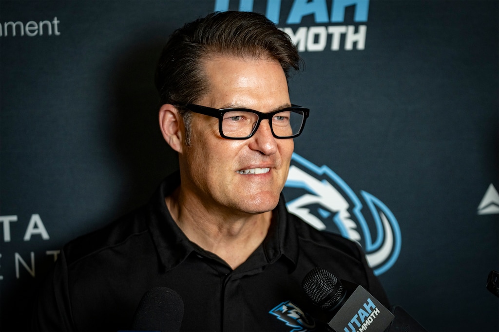 (Rick Egan | The Salt Lake Tribune) Utah Mammoth General Manager Bill Armstrong answers questions during Utah Mammoth development camp in Park City, on Tuesday, July 1, 2025. 