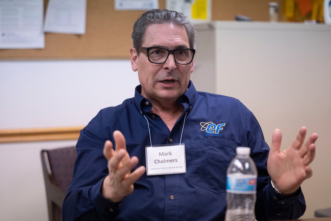 (Rick Egan | The Salt Lake Tribune) Mark Chalmers, President and CEO of Energy Fuels Resources (USA) Inc., talks about  processing Rare Earth and Uranium the White Mesa Mill in Blanding, on Thursday, Sept. 16, 2021.