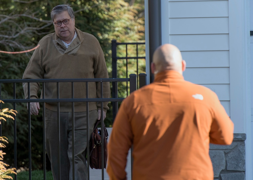 (AP Photo/Sait Serkan Gurbuz) Attorney General William Barr leaves his home in McLean, Va., on Saturday morning, March 23, 2019. Special counsel Robert Mueller closed his long and contentious Russia investigation with no new charges, ending the probe that has cast a dark shadow over Donald Trump's presidency.