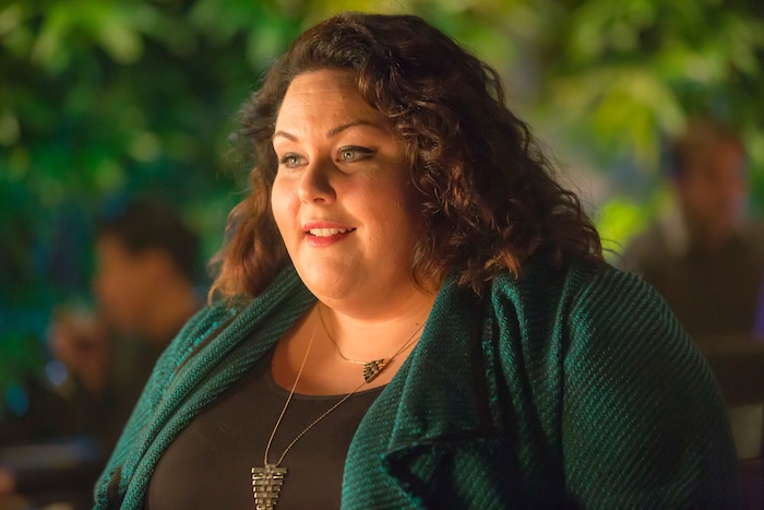 This image released by NBC shows Chrissy Metz in "This Is Us." Metz was nominated for an Emmy Award for outstanding supporting actress in a drama series on Thursday, July 13, 2017. The Emmy Awards ceremony, airing Sept. 17 on CBS, will be hosted by Stephen Colbert. (Ron Batzdorff/NBC via AP)
