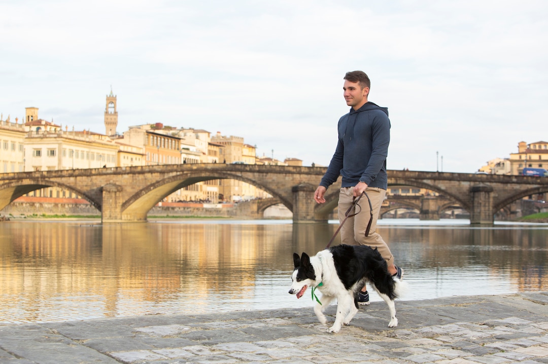 (Photo courtesy of David Scott Holloway/Amazon Studios) Utahn Mark LeBlanc and his dog, Ace, competing in Florence, Italy, in “The Pack.”