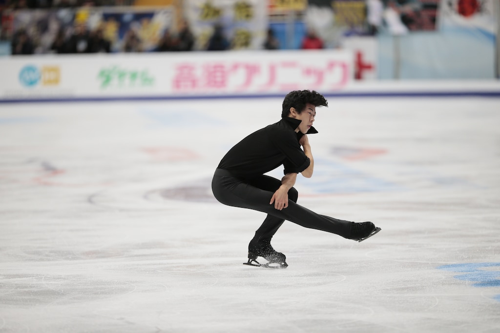 Nathan Chen, of the United States, skates his short program to lead the Rostelekom Cup ISU Grand Prix figure skating event in Moscow, Russia, on Friday, Oct. 20, 2017. (AP Photo/Ivan Sekretarev)