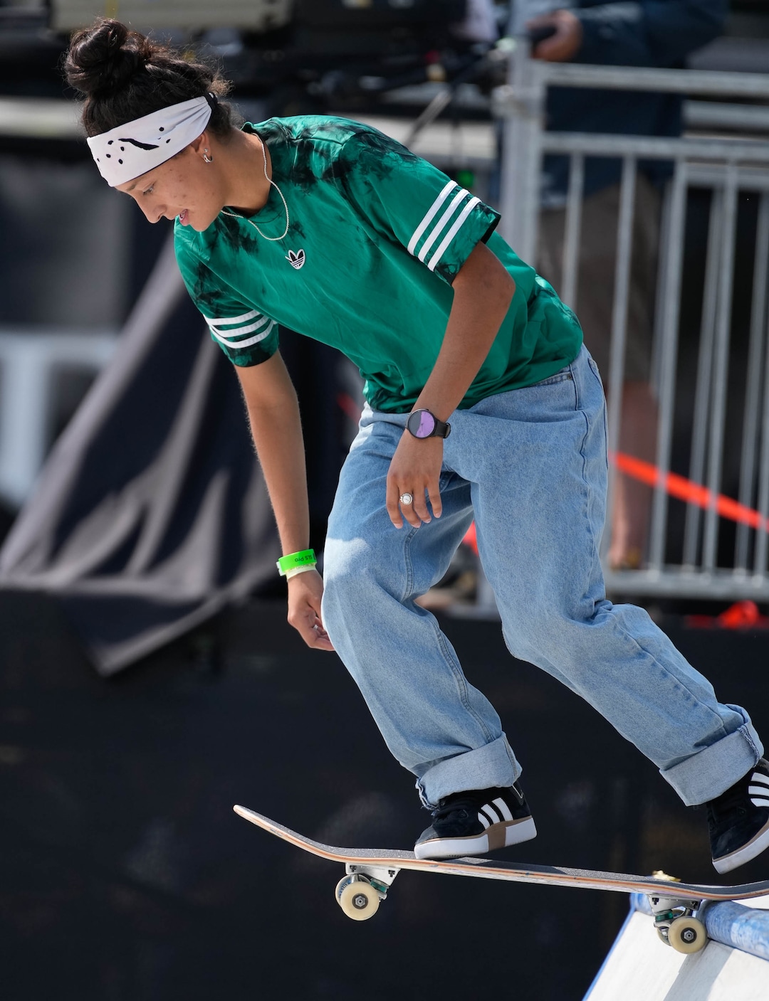 (Francisco Kjolseth | The Salt Lake Tribune) Mariah Duran of the United States drops in as she competes in Street League Skateboarding Championship Tour at the Utah State Fairpark in Salt Lake City on Saturday, Aug. 28, 2021. Now in its 11th year, the sport’s premier competition series includes more of the world’s best skaters than ever before, with the tour roster featuring 47 athletes hailing from 11 countries, including 21 Olympians and multiple X Games medalists.
