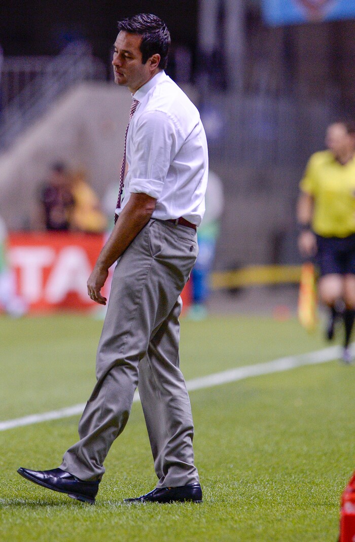 Leah Hogsten | The Salt Lake Tribune Real Salt Lake head coach Mike Petke reacts to second half play as Real Salt Lake hosts the San Jose Earthquakes at Rio Tinto Stadium in Sandy, Utah, Saturday, June 23, 2018.