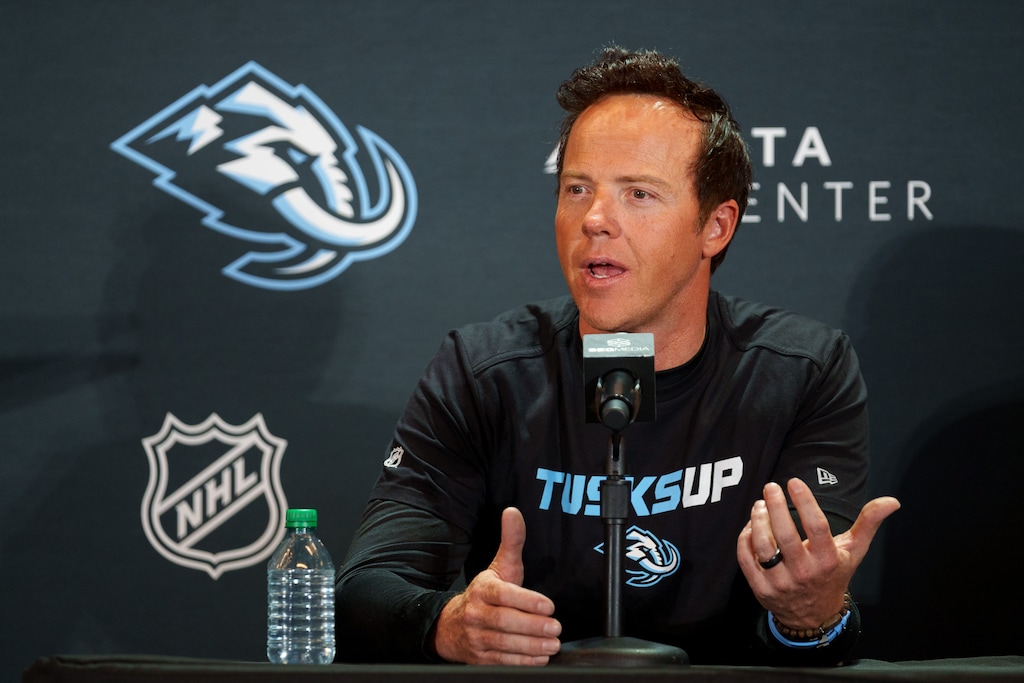 (Trent Nelson  |  The Salt Lake Tribune) Ryan Smith at the announcement of the new name for Salt Lake City's NHL team, Utah Mammoth, in Salt Lake City on Wednesday, May 7, 2025.