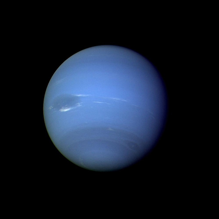 (Credit: Courtesy of NASA/Jet Propulsion Laboratory) During Aug. 16 and 17, 1989, the Voyager 2 narrow-angle camera was used to photograph Neptune almost continuously, recording approximately two and one-half rotations of the planet.