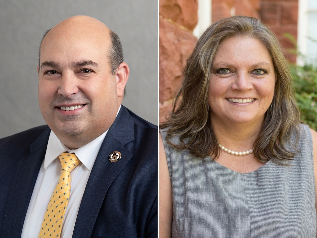 (Utah House of Representatives; Campaign photo) Walt Brooks, left, and Rebecca Winsor, candidates for the 2026 House District 75 election.