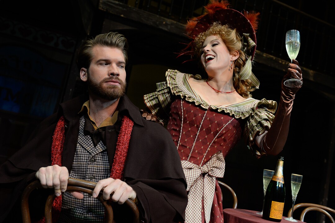 (Francisco Kjolseth  |  The Salt Lake Tribune)  Utah Opera's season opener, "La bohème," Puccini's popular tearjerker about starving artists in turn-of-the-century Paris, opens for five shows on Oct. 7, 2017. On set were: Celena Shafer (Musetta), Michael Adams (Marcello).