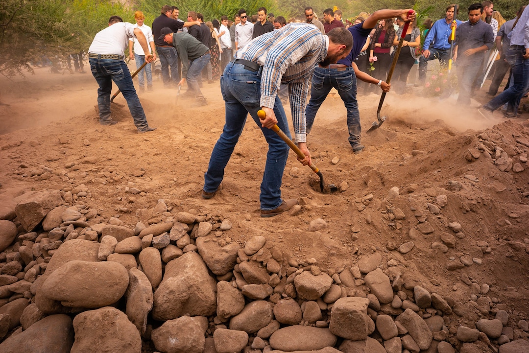 (Trent Nelson  |  The Salt Lake Tribune)
Dirt is shoveled at the cemetery after the funeral for Dawna Langford and two of her children, Trevor and Rogan, in La Mora, Sonora on Thursday Nov. 7, 2019.
