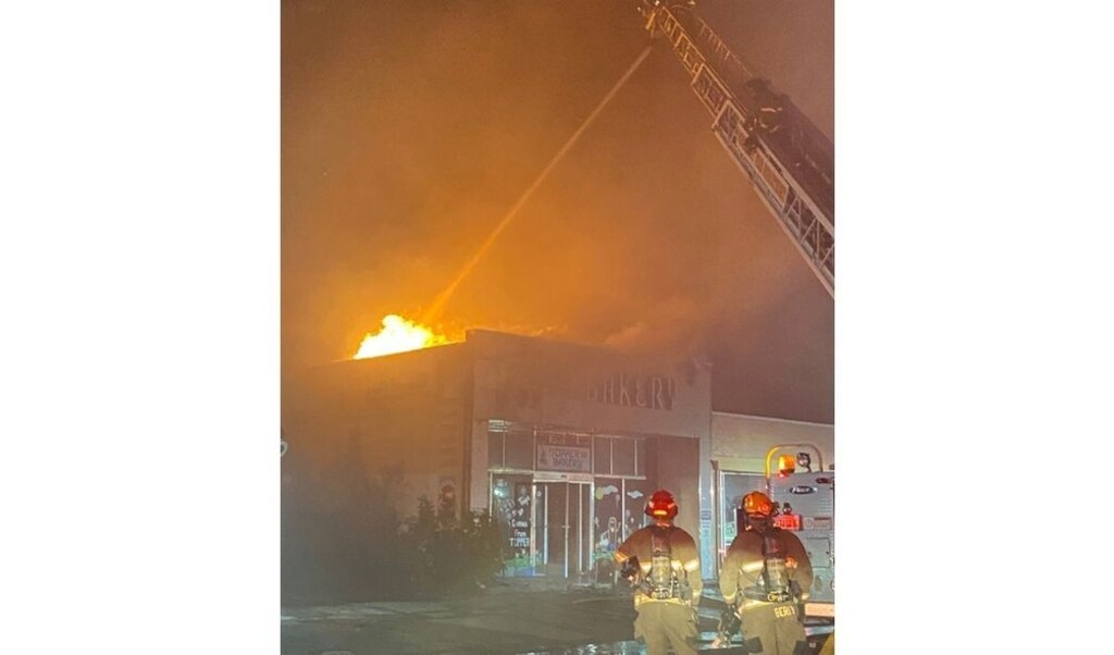 (Ogden City Fire Department) Fire destroyed the 82-year-old Topper Bakery in Ogden on Monday night.