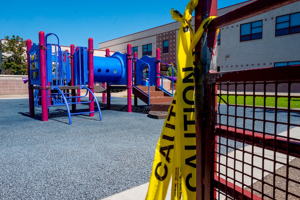 (Trent Nelson  |  The Salt Lake Tribune) Playground equipment at Backman Elementary School in Salt Lake City on Wednesday, July 29, 2020.