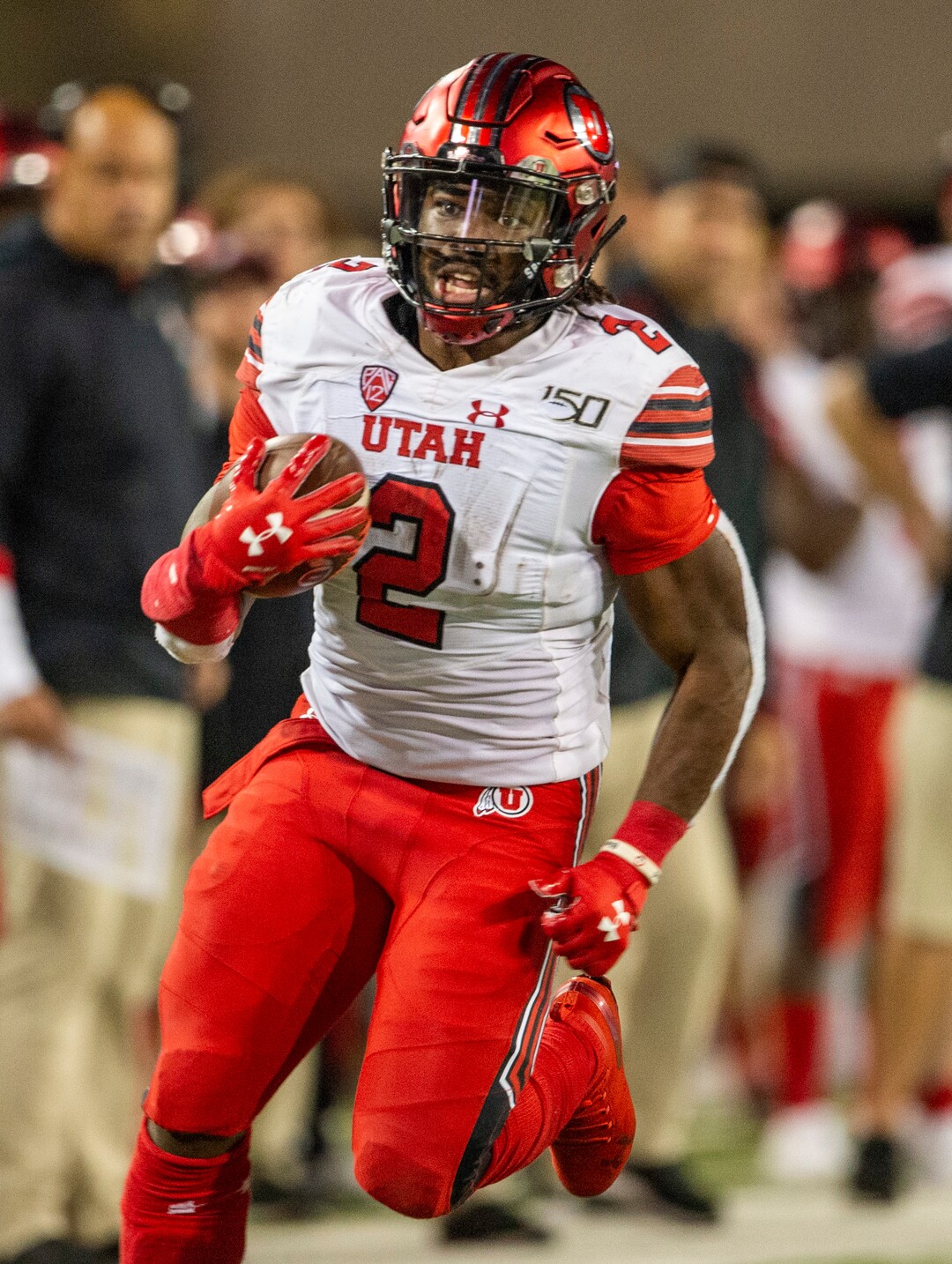 (Rick Egan  |  The Salt Lake Tribune)      Utah Utes running back Zack Moss (2), runs for a touchdown in the first possession of the third quarter, in PAC-12 action between the Utah Utes and the Arizona Wildcats in Tucson, Saturday, Nov. 23, 2019.